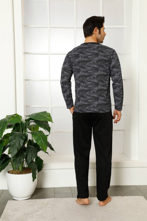 Erkek %100 Pamuk Cepli Uzun Kollu Pijama Takımı 6766