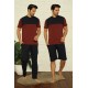 Moda Çizgi Erkek Bordo 3'lü Pijama Takım 6823