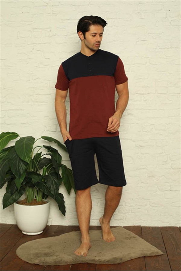 Moda Çizgi Erkek Bordo 3'lü Pijama Takım 6823