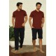 Moda Çizgi Erkek Bordo V Yaka 3'lü Pijama Takım 6822
