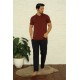 Moda Çizgi Erkek Bordo V Yaka 3'lü Pijama Takım 6822