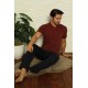 Moda Çizgi Erkek Bordo V Yaka 3'lü Pijama Takım 6822