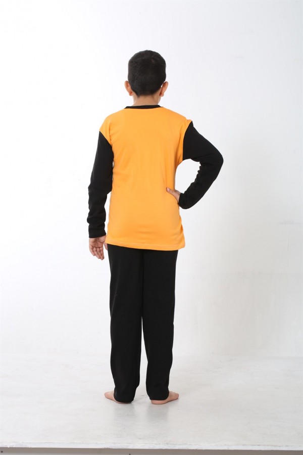 Moda Çizgi Erkek Çocuk Bej Penye Pijama Takım 4508