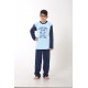 Moda Çizgi Erkek Çocuk Buz Mavisi Penye Pijama Takım 4508