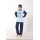 Moda Çizgi Erkek Çocuk Buz Mavisi Penye Pijama Takım 4508