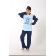 Moda Çizgi Erkek Çocuk Buz Mavisi Penye Pijama Takım 4508