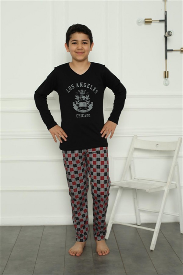 Moda Çizgi Erkek Çocuk Penye Pijama Takım 20388