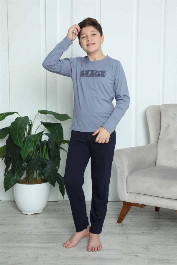 Moda Çizgi Erkek Çocuk Penye Pijama Takım 20411