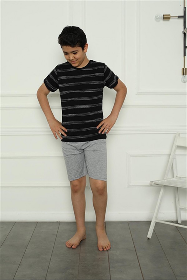 Moda Çizgi Erkek Çocuk Penye Şortlu Pijama Takım 20392