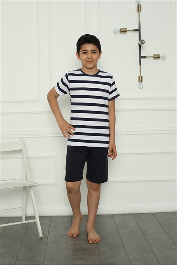 Moda Çizgi Erkek Çocuk Penye Şortlu Pijama Takım 20393