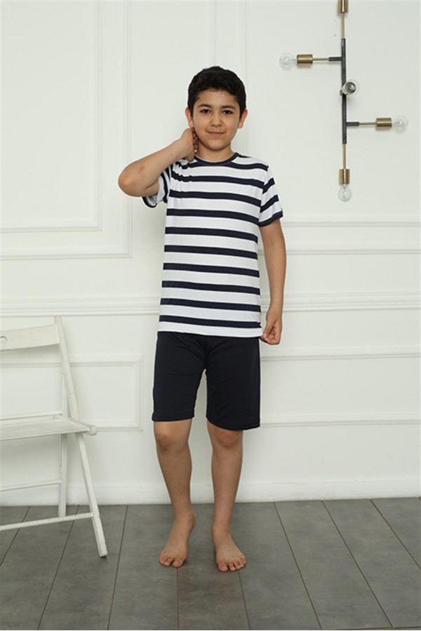Moda Çizgi Erkek Çocuk Penye Şortlu Pijama Takım 20393