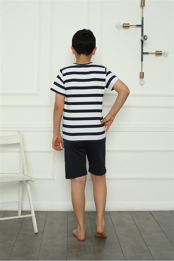 Moda Çizgi Erkek Çocuk Penye Şortlu Pijama Takım 20393