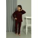 Moda Çizgi Erkek Çocuk WelSoft Polar Bordo Pijama Takımı 20549