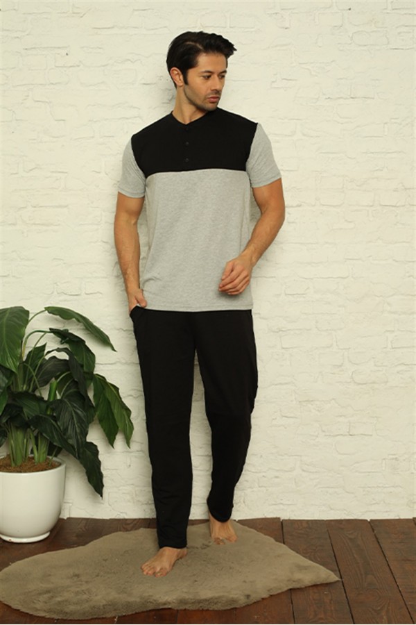 Moda Çizgi Erkek Gri 3'lü Pijama Takım 6823