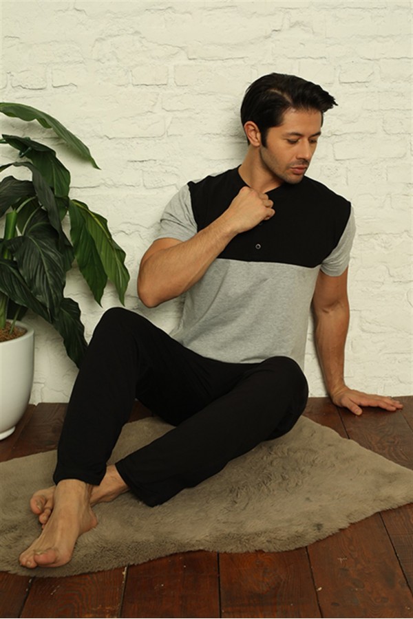 Moda Çizgi Erkek Gri 3'lü Pijama Takım 6823