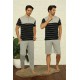 Moda Çizgi Erkek Lacivert 3'lü Pijama Takım 6823