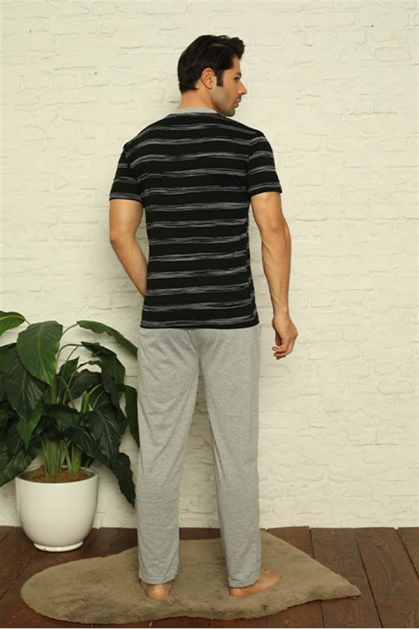 Moda Çizgi Erkek Lacivert 3'lü Pijama Takım 6823