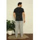Moda Çizgi Erkek Lacivert 3'lü Pijama Takım 6823