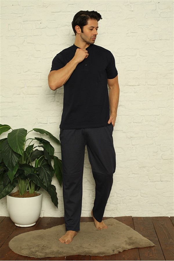 Moda Çizgi Erkek Lacivert 3'lü Pijama Takım 6824