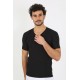 moda çizgi Erkek Likralı V Yaka Siyah T-Shirt 65700