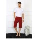 Moda Çizgi Erkek Pamuk Bordo Kapri 27480