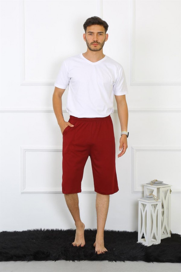 Moda Çizgi Erkek Pamuk Bordo Kapri 27480