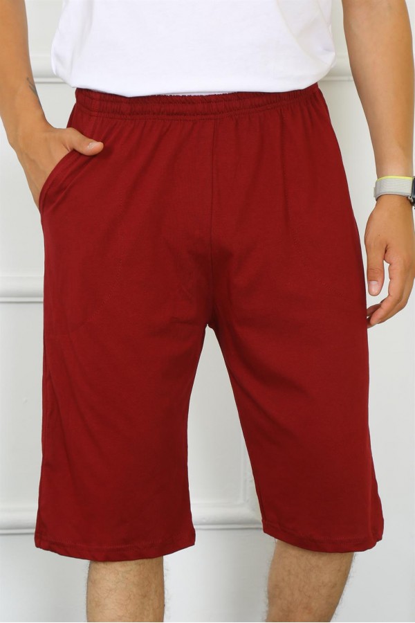 Moda Çizgi Erkek Pamuk Bordo Kapri 27480