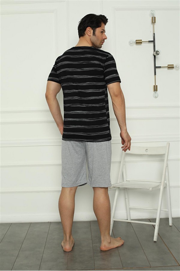 Moda Çizgi Erkek Penye Şortlu Pijama Takım 6833
