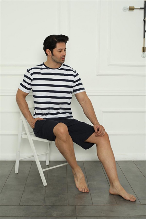 Moda Çizgi Erkek Penye Şortlu Pijama Takım 6834