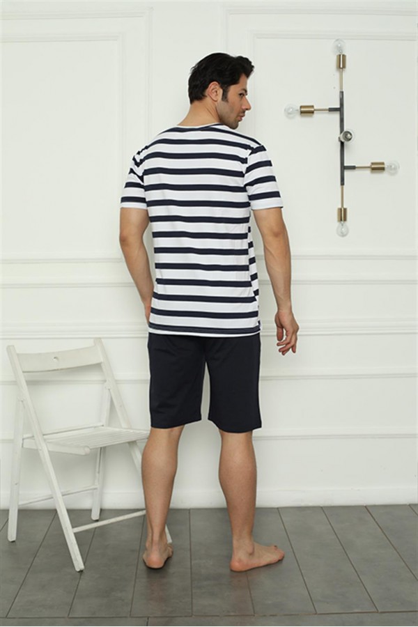 Moda Çizgi Erkek Penye Şortlu Pijama Takım 6834