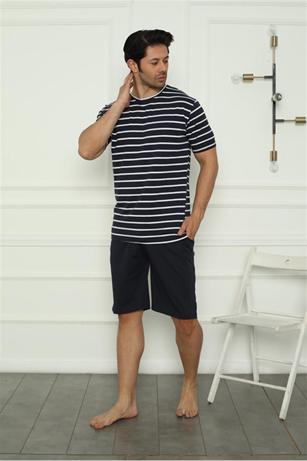 Moda Çizgi Erkek Penye Şortlu Pijama Takım 6835