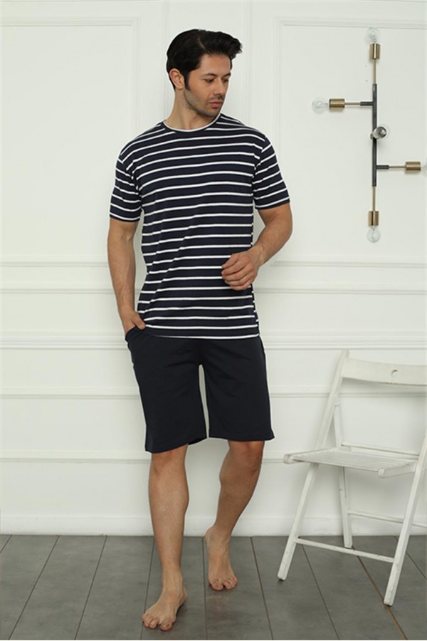 Moda Çizgi Erkek Penye Şortlu Pijama Takım 6835