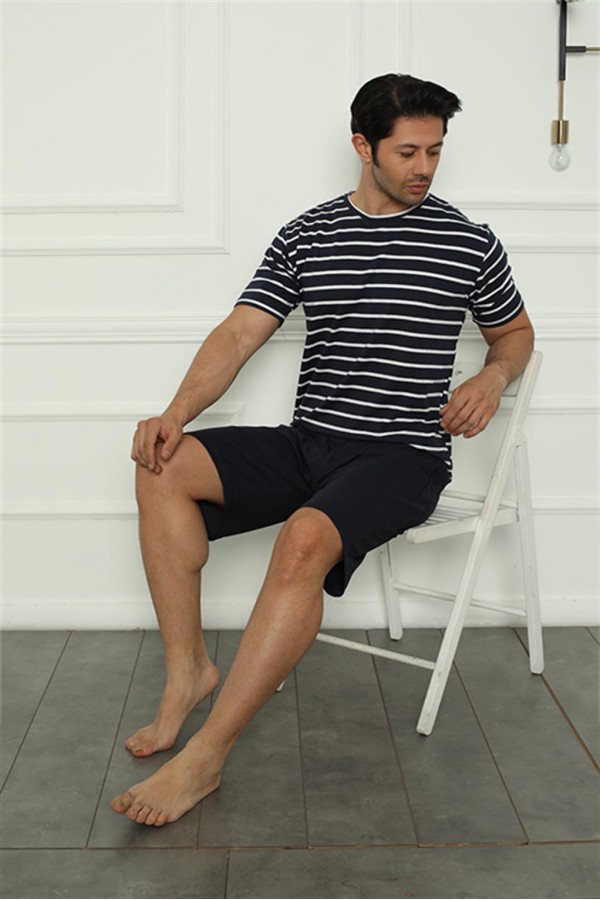 Moda Çizgi Erkek Penye Şortlu Pijama Takım 6835