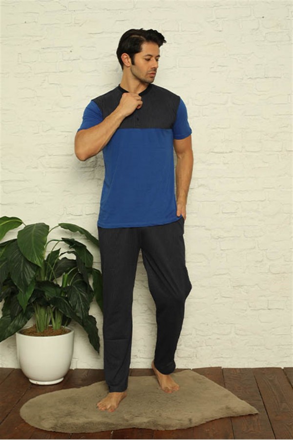 Moda Çizgi Erkek Sax 3'lü Pijama Takım 6823