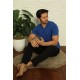 Moda Çizgi Erkek Sax V Yaka 3'lü Pijama Takım 6822