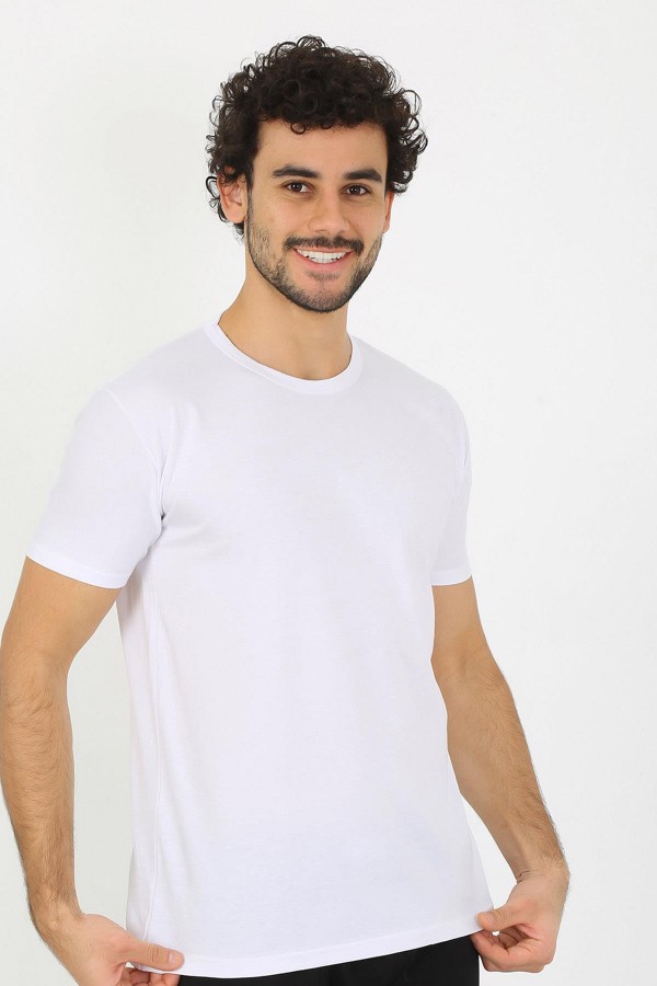 moda çizgi Erkek Sıfır Yaka Beyaz Penye Atlet 6567