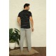Moda Çizgi Erkek Siyah 3'lü Pijama Takım 6823