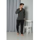 Moda Çizgi Erkek Uzun Kol Penye Antrasit Pijama Takım 6841