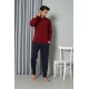 Moda Çizgi Erkek Uzun Kol Penye Bordo Pijama Takım 6841