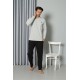 Moda Çizgi Erkek Uzun Kol Penye Gri Pijama Takım 6841