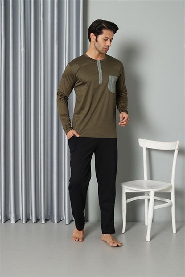 Moda Çizgi Erkek Uzun Kol Penye Pijama Takım 6844