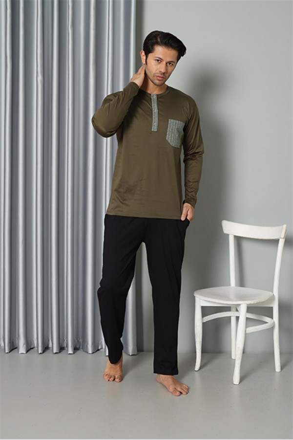 Moda Çizgi Erkek Uzun Kol Penye Pijama Takım 6844