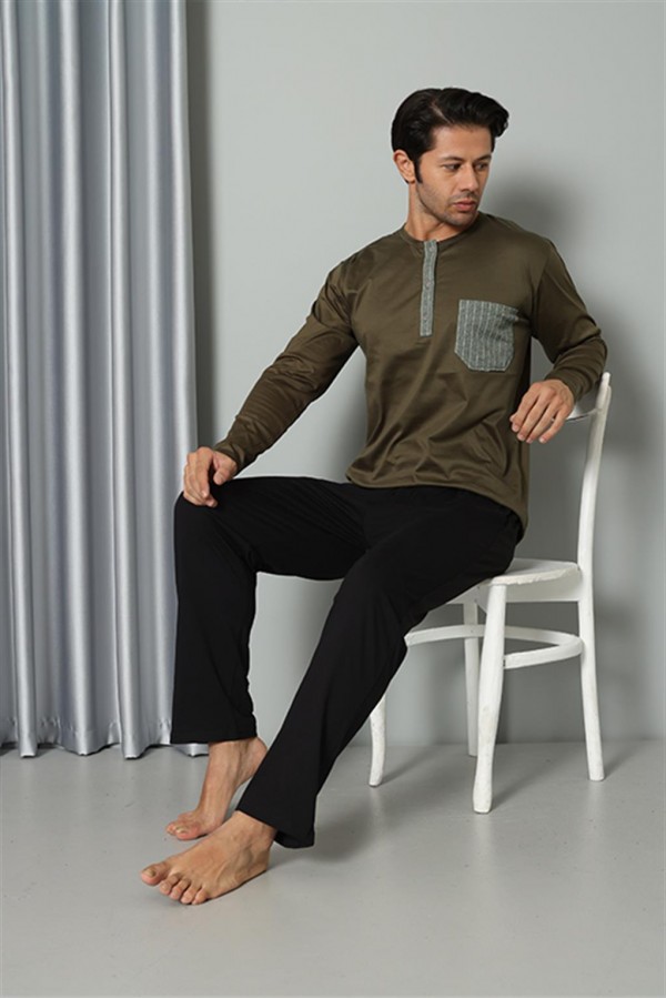 Moda Çizgi Erkek Uzun Kol Penye Pijama Takım 6844