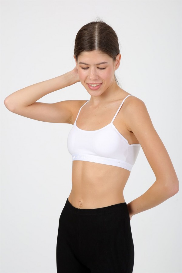 Moda Çizgi İp Askılı Pedli Büstiyer 2149