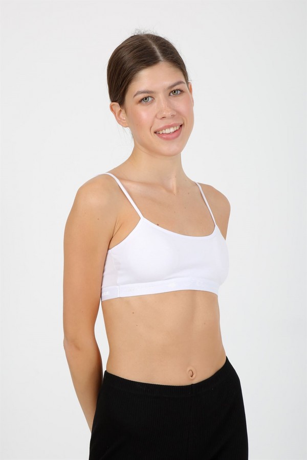 Moda Çizgi İp Askılı Pedli Büstiyer 2149