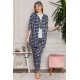 Moda Çizgi Kadın %100 Pamuk 3'lü Sabahlık Pijama Takım 1118