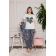Moda Çizgi Kadın %100 Pamuk 3'lü Sabahlık Pijama Takım 1118