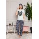 Moda Çizgi Kadın %100 Pamuk 3'lü Sabahlık Pijama Takım 1118