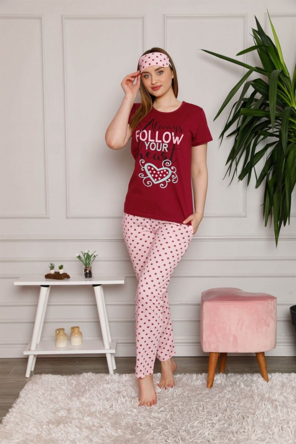 Moda Çizgi Kadın %100 Pamuk 3'lü Sabahlık Pijama Takım 1119