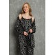 Moda Çizgi Kadın %100 Pamuk 3'lü Sabahlık Pijama Takım 16101